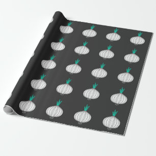 Retro Onion Funny Vegetables Graphic Wrapping Paper