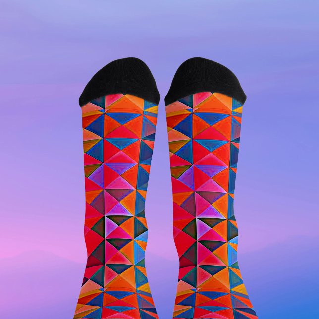 Retro Op-Art  multicolor Triangle Socks (Creator Uploaded)