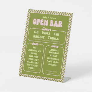 Retro Open Bar Menu Pedestal Sign