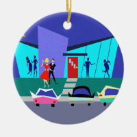 Retro Open House Party Christmas Ornament