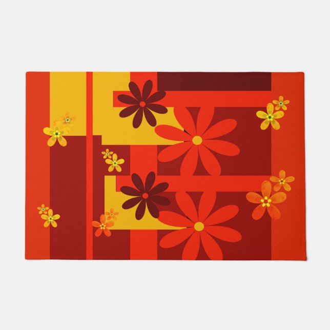 Retro orange 1970's doormat (Front)