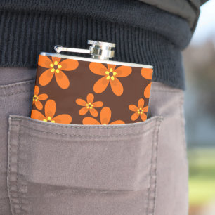 Retro orange 1970's hip flask