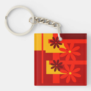 Retro orange 1970's key ring
