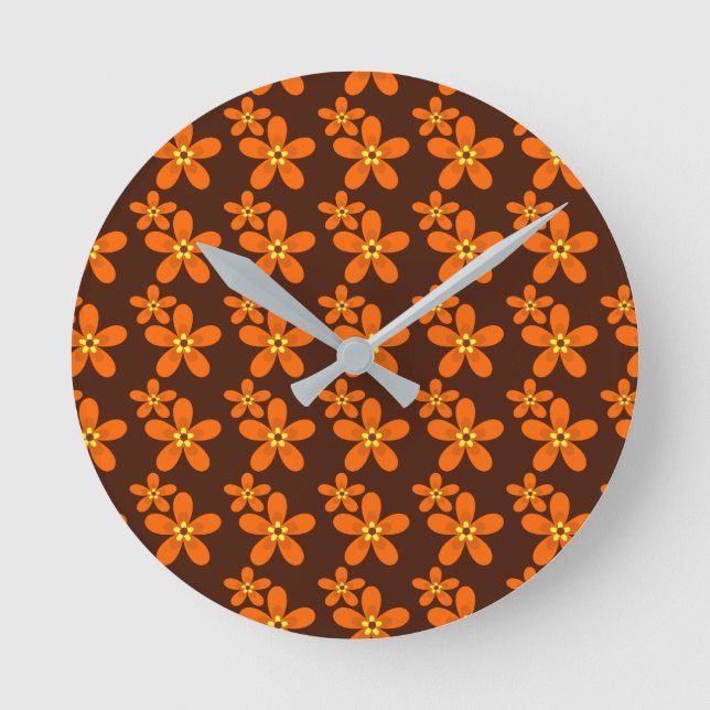 Retro orange 1970's mouse pad round clock (Front)
