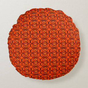 Retro orange 1970's round cushion