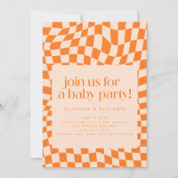 Retro Orange Abstract Check Pattern Baby