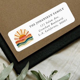 Retro Orange Abstract Sunset Return Address