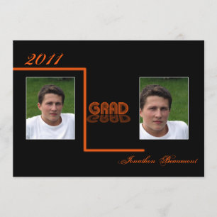 Retro Orange and Black Graduation Announcement