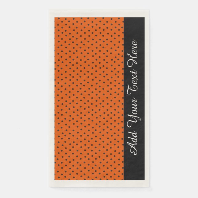 Retro Orange And Black Polka Dots Paper Guest Towe Napkin (Front)