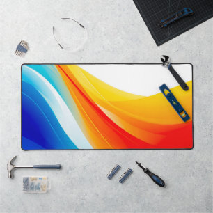 Retro Orange and Blue abstract curved lines Desk Mat