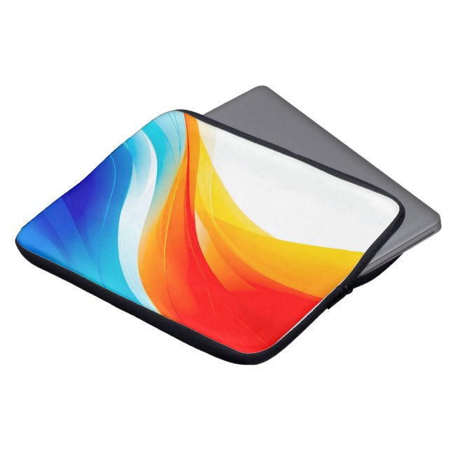 Retro Orange and Blue abstract curved lines Laptop Sleeve (Front Top)