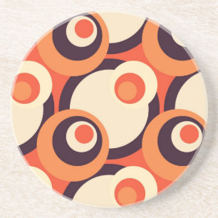 Retro Orange and Brown Fifties Abstract Art Coaster