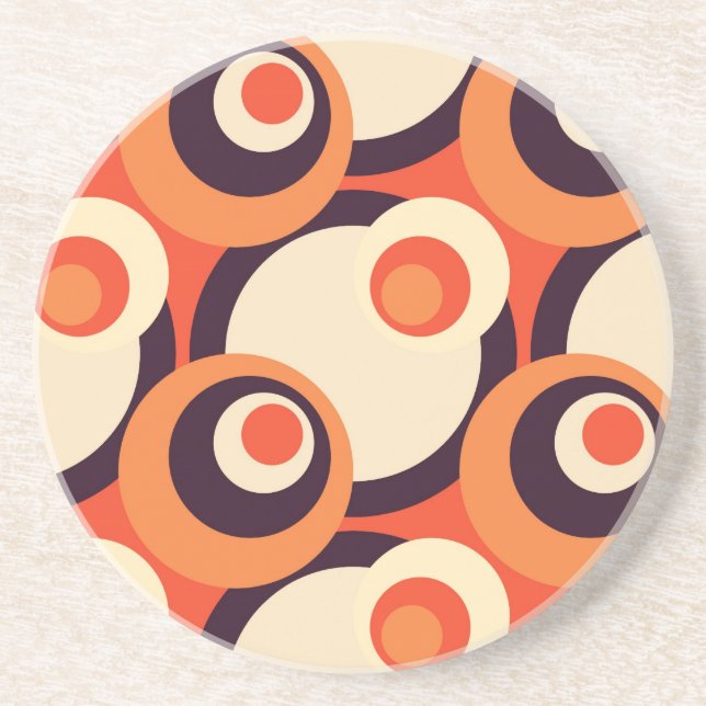 Retro Orange and Brown Fifties Abstract Art Coaster (Front)