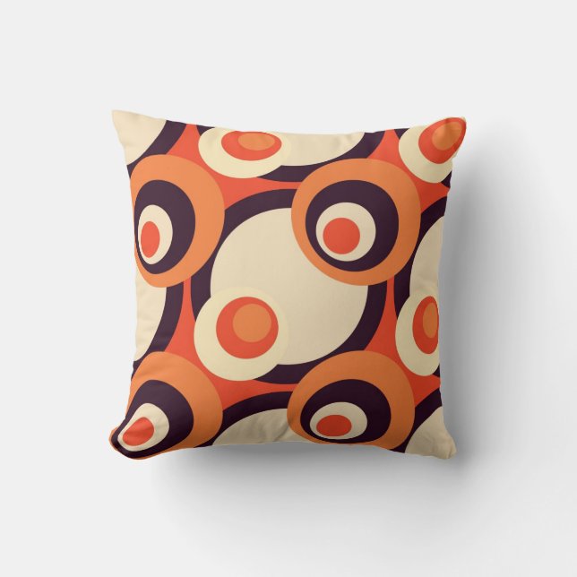 Retro Orange and Brown Fifties Abstract Art Cushion (Front)