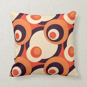 Retro Orange and Brown Fifties Abstract Art Cushion