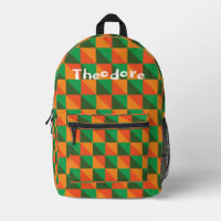 Retro Orange and Green Geometric Abstract Name