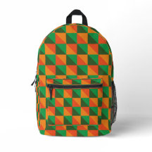 Retro Orange and Green Geometric Abstract Pattern