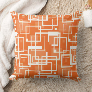 Retro Orange and Ivory Square Link Circuit Board  Cushion