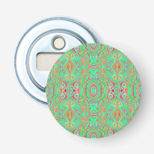 Retro Orange and Lime Green Abstract Pattern Bottle Opener