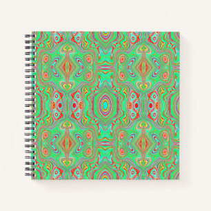 Retro Orange and Lime Green Abstract Pattern Notebook
