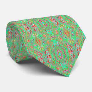 Retro Orange and Lime Green Abstract Pattern Tie