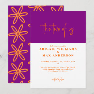 Retro Orange and Purple The Two of Us Wedding Invitation