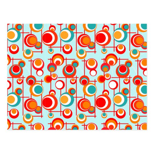 Retro Orange and Turquoise Dots Postcard