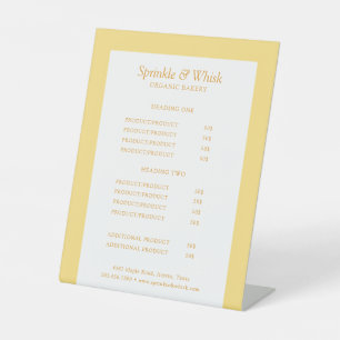 Retro Orange And Yellow Bakery Price List Pedestal Sign