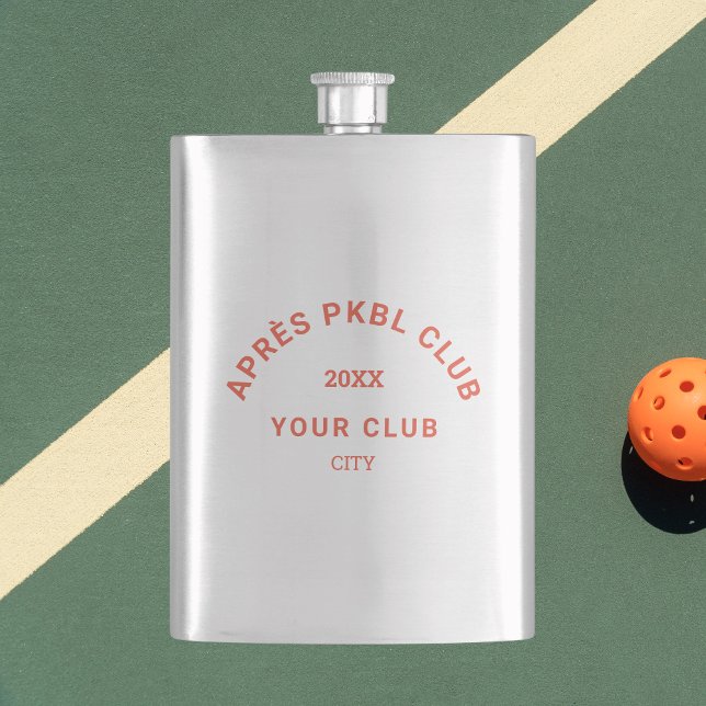 Retro Orange Après PKBL Club Crest Pickleball Hip Flask (Creator Uploaded)