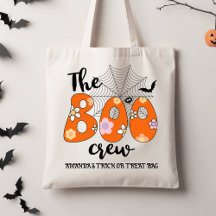 Retro Orange Black Boo Crew Trick Or Treat Tote