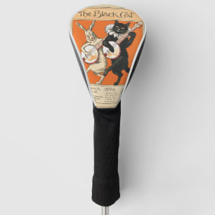 Retro Orange Black Cat White Rabbit Banjo Art Golf Head Cover