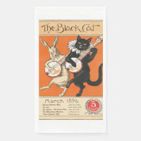 Retro Orange Black Cat White Rabbit Banjo Art