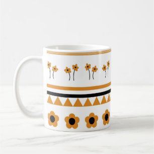 Retro Orange Black Floral Bold Y2K Fall & Winter  Coffee Mug