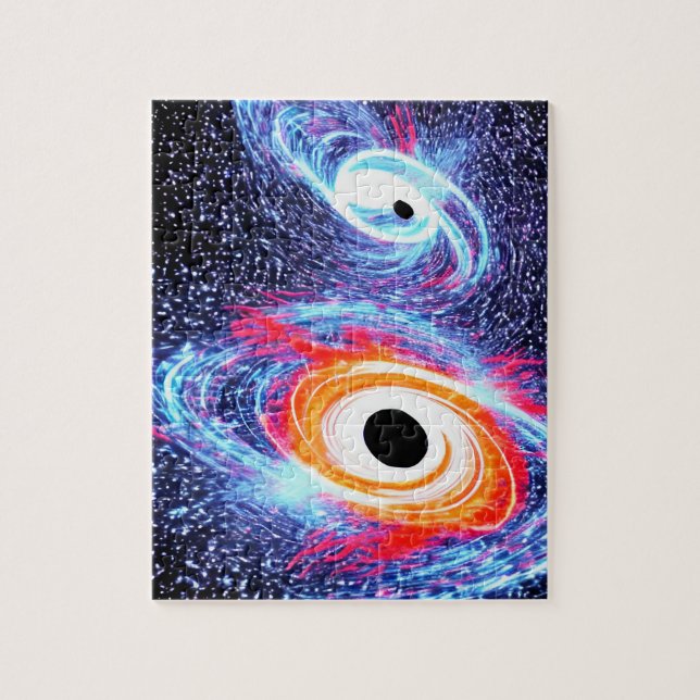 Retro orange blue and red cosmic outer space sky jigsaw puzzle (Vertical)