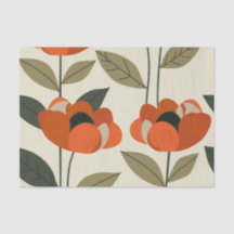 Retro Orange Botanical Bold 70s Vintage Floral