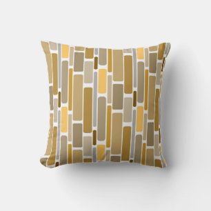 Retro Orange Brown and  Gold Blocks Cushion