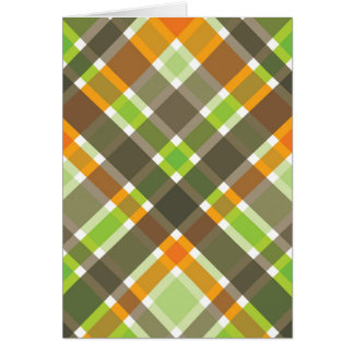 Retro Orange Brown Green Plaid Blank Card
