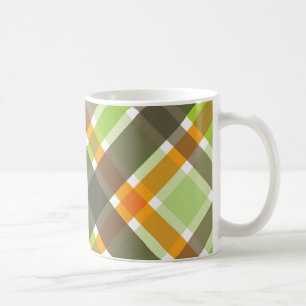 Retro Orange Brown Green Plaid Mug