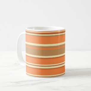 Retro Orange Brown Stripe Mid-Century Modern Coffee Mug