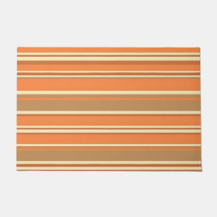 Retro Orange Brown Stripe Mid-Century Modern  Doormat