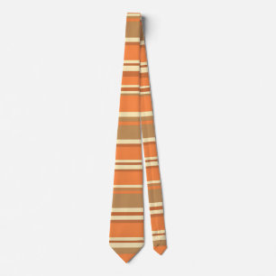 Retro Orange Brown Stripe Mid-Century Modern Tie