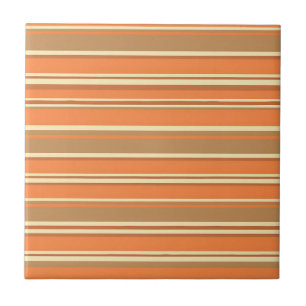 Retro Orange Brown Stripe Mid-Century Modern Tile