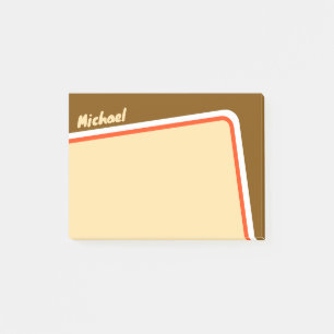 Retro Orange Brown White Angled Arch Personalised Post-it Notes
