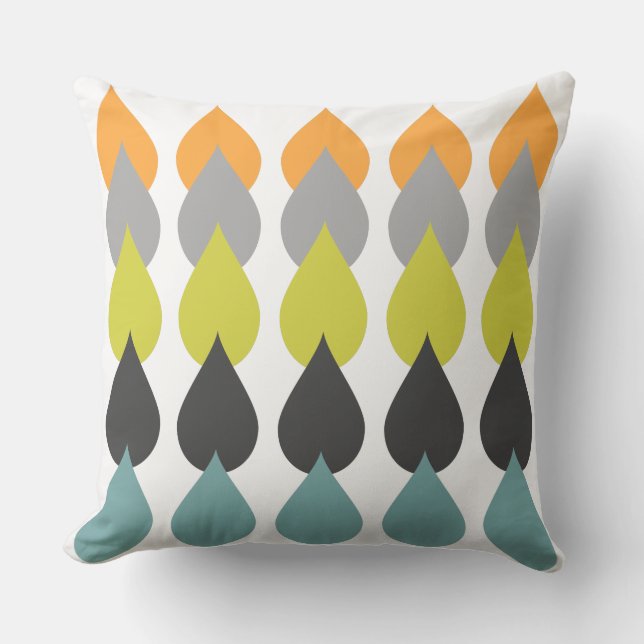 Retro Orange Chartreuse Yellow Aqua Cushion (Front)