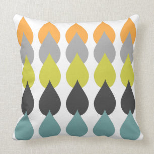 Retro Orange Chartreuse Yellow Aqua Cushion