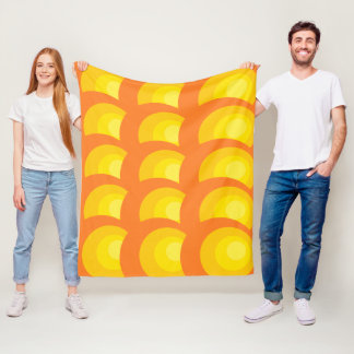 Retro Orange Circles Fleece Blanket