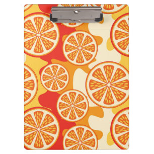 Retro Orange Citrus Pattern Clipboard