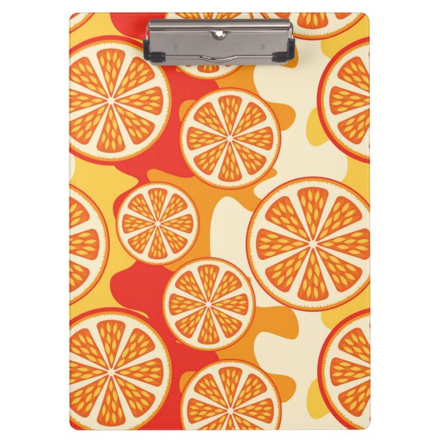 Retro Orange Citrus Pattern Clipboard (Front)