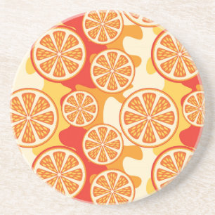 Retro Orange Citrus Pattern Coaster