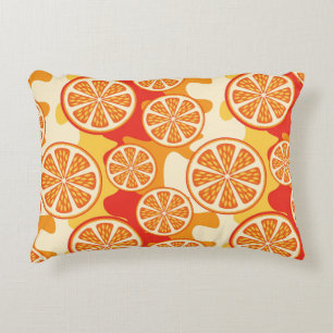 Retro Orange Citrus Pattern Decorative Cushion